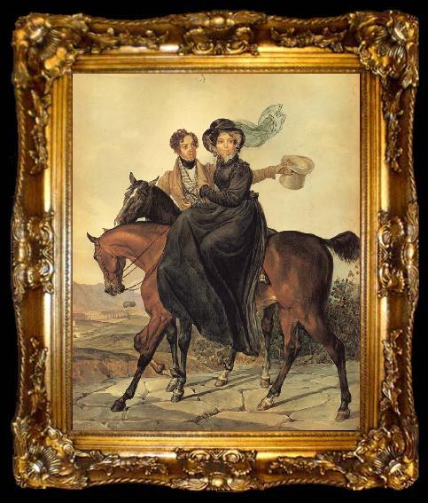 framed  Karl Briullov Portait of Kirrill and Maria Naryshkin, ta009-2